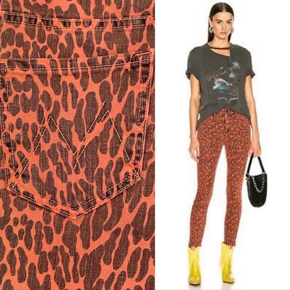 High-waisted MOTHER Looker Ankle Fray Animal Print Jeans